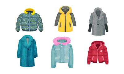 Autumnal and Winter Outerwear with Long Sleeved Clothing Items Vector Set © Happypictures