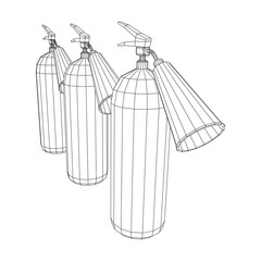 Fire extinguisher. Wireframe low poly mesh vector illustration.