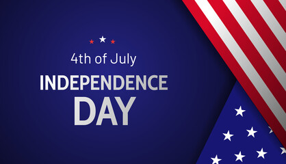 Independence Day banner design with American flag and text. - Vector