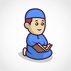 Cute muslim character mascot design