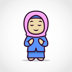 Cute muslim character mascot design