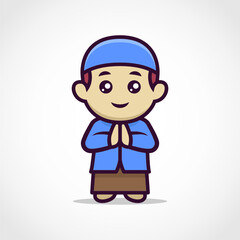 Cute muslim character mascot design