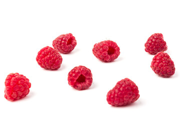 Fresh  red raspberry isolated on white background. Berry in close-up