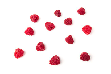 Fresh  red raspberry isolated on white background. Berry in close-up