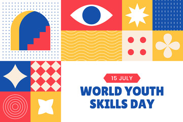 World Youth Skills Day. July 15. Poster, banner, card. Vector illustration - 361594366