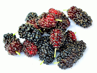 Sweet mulberry fruit, on a white background