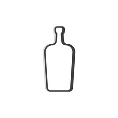 liquor bottle line. Simple template. Isolated object. Symbol in thin lines for alcoholic institutions, bars, restaurants, pubs and night clubs. Dark outline. Flat illustration on white background