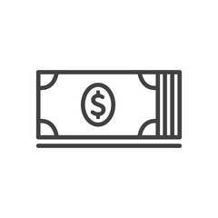 Money banknotes stack with dollar symbol. Dollar pack icon. Vector Illustration.