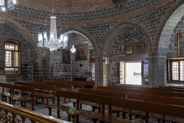 Virgin Mary Syriac Orthodox Church in Diyarbakir, Turkey.  Detail from inside the church.