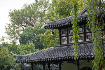 traditional Chinese temple in garden 