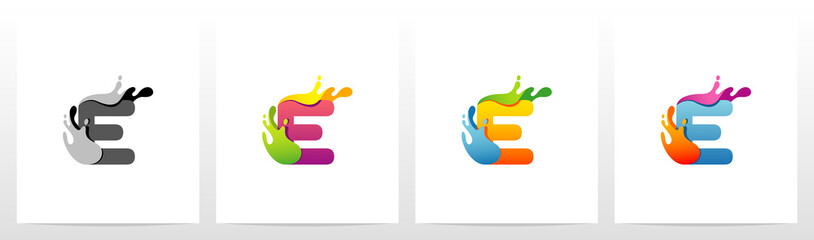 Colorful Splashes On Letter Logo Design E