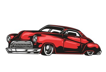 Fototapeta na wymiar Red retro car template