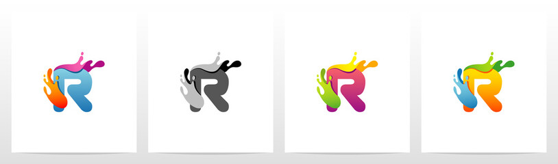 Colorful Splashes On Letter Logo Design R