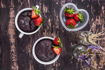 Brownie with strawberry fruit