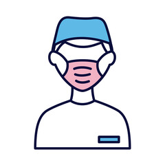 male doctor wearing medical mask line and fill style icon