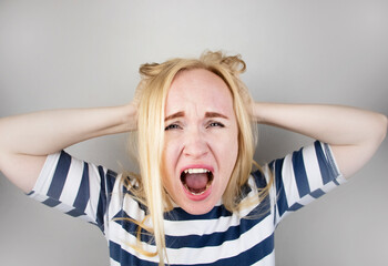 A woman suffers from headache or hypertension. The concept of treatment and prevention of migraine