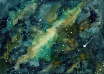 abstract galaxy with watercolor background