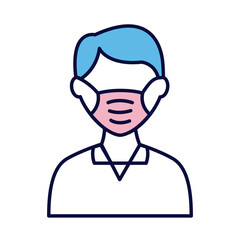 male wearing medical mask line and fill style icon