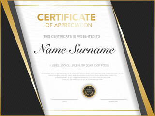 diploma certificate template red and gold color with luxury and modern style vector image, suitable for appreciation.  Vector illustration.