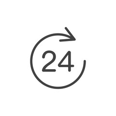 24 hours outline icon. Vector illustration.