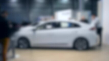 Electric car and car electromotive close-up.