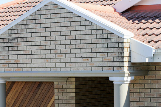 Neatly laid facebrick forming modern gable on suburban house on George South Africa