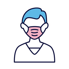 male wearing medical mask line and fill style icon