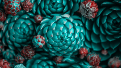 collection of beautiful succulent flowers, close view