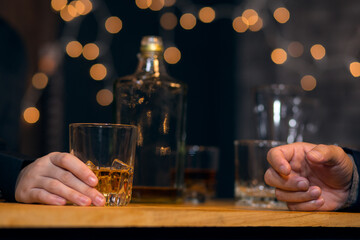 Barman pouring whiskey whiskey glass beautiful night