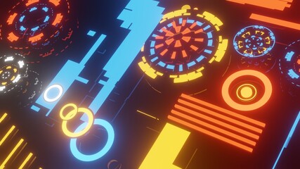 Abstract colorful Sci-fi composition. 3D render background.