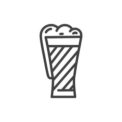 Beer glass sign. Flat style black icon on white. Vector Illustration.