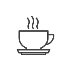 Coffee cup outline icon. Vector Illustration.
