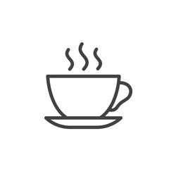 Coffee cup outline icon. Vector Illustration.
