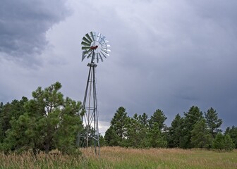 wind turbine and dark sky