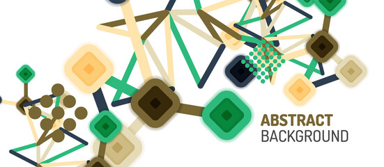 Abstract square dot connections, flat style multicolored geometric background for Wallpaper, Banner, Background, Card, Book Illustration, landing page or poster design