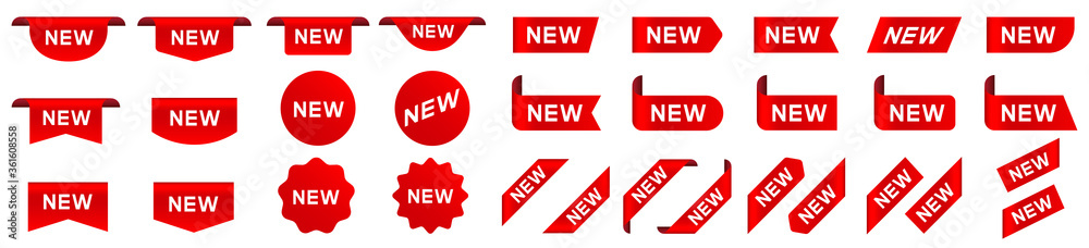 Aufkleber tag new set. new label and tag. sticker with word new. vector