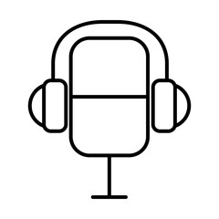 retro microphone with headphones icon, line style