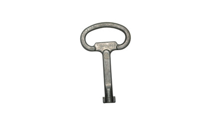old cabinet key isolated on white , clipping path ready