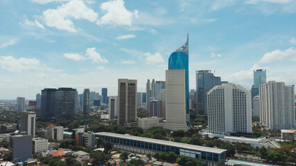 Fototapeta na wymiar Aerial panorama of the city center with skyscrapers Jakarta. Indonesia.