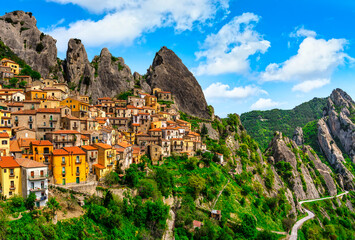 Castelmezzano village in Apennines Dolomiti Lucane. Basilicata, Italy.