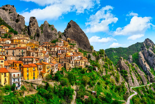 Castelmezzano village in Apennines Dolomiti Lucane. Basilicata, Italy.