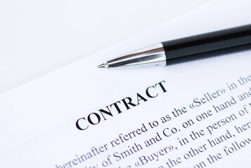 Pen on contract paper. Contracts. Business concept