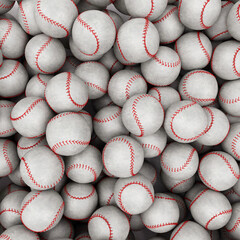 Heap of grunge dirty used baseball balls. Close-up Absctact Sports Background