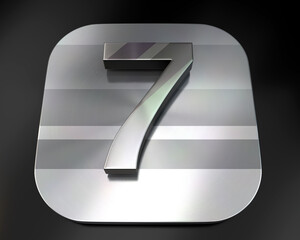 3d brushed metal seven number icon
