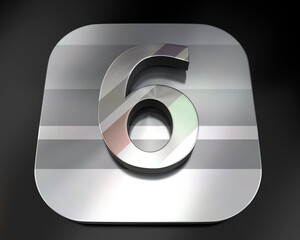 3d brushed metal six number icon