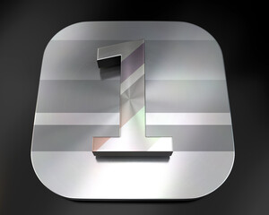3d brushed metal one number icon