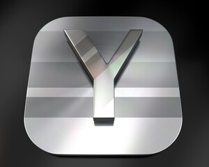 3d brushed metal Y letter icon