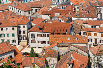 Fototapeta na wymiar Red rooftops in the old town Kotor, Montenegro