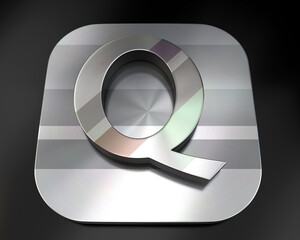 3d brushed metal Q letter icon