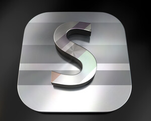 3d brushed metal S letter icon